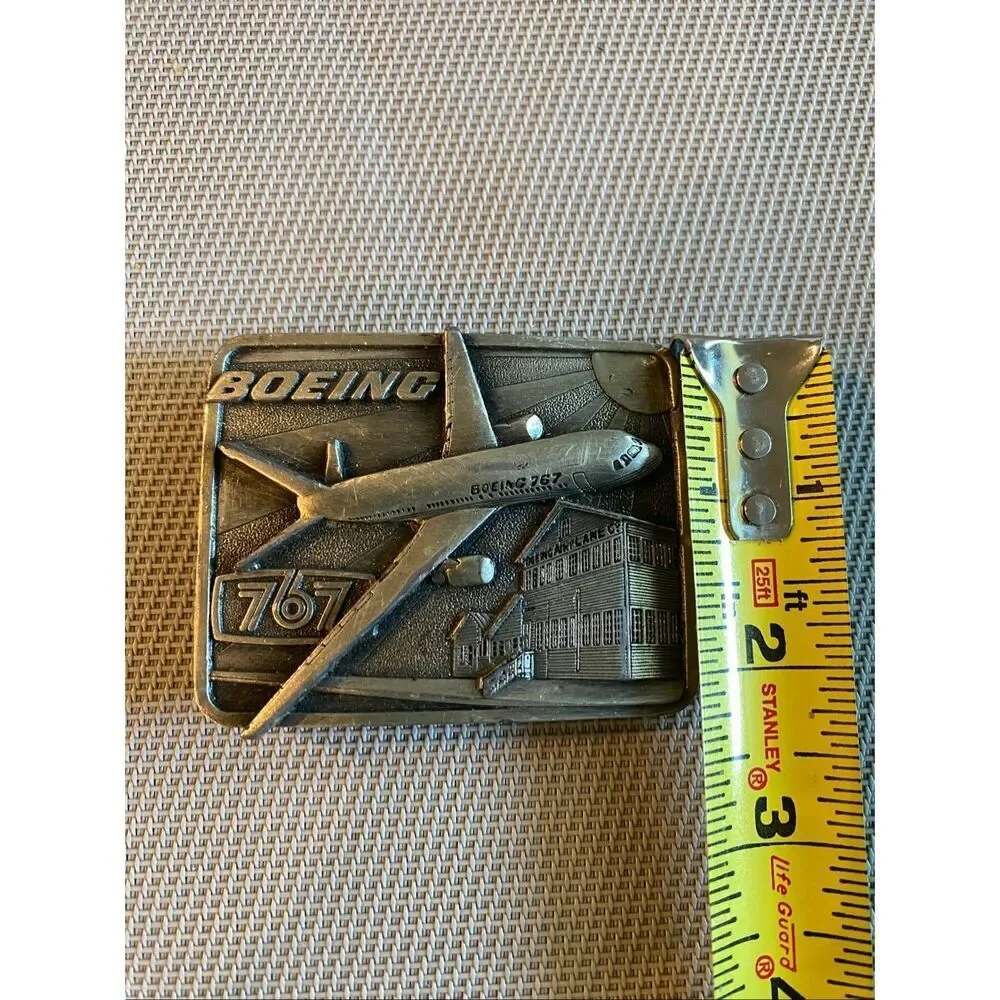 BELT BUCKLE BOEING 767 Airplane Jet Vintage 1982 Siskiyou buckle made in the USA